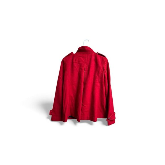 Banana Republic Red Wool Blend Coat Jacket XS Stand Collar Button - Picture 2 of 5